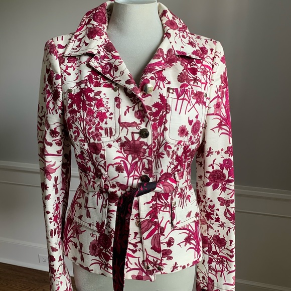 Gucci 2007 Resort Collection Runway Flora Print Blazer Jacket size 44 Small - Picture 1 of 16